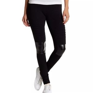 Faux Leather Patch Moto Leggings Xxs 